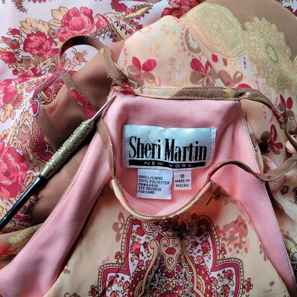 Tank Dress in Orange Artistic Print Sheri Martin 3/4 Length - Picture 5 of 5